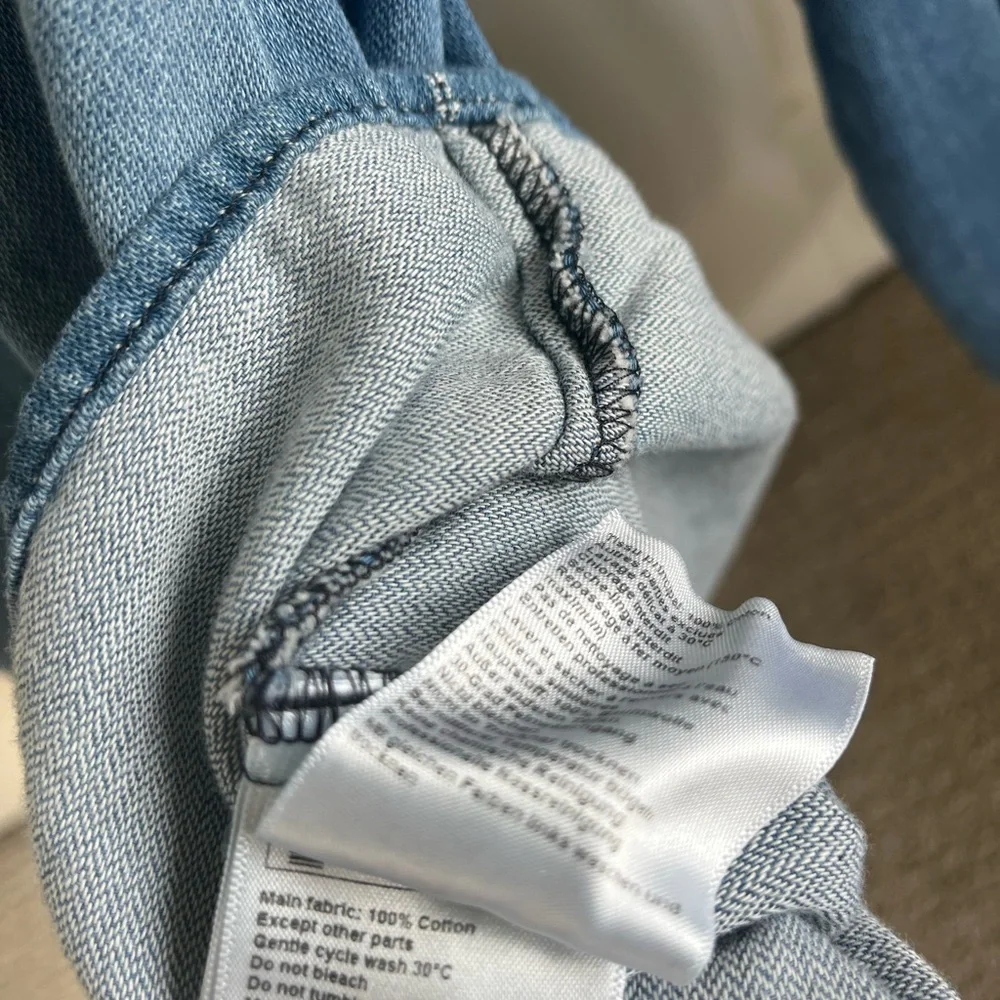 ba&sh Light Blue Ruffle Denim Top - Picture 7 of 9